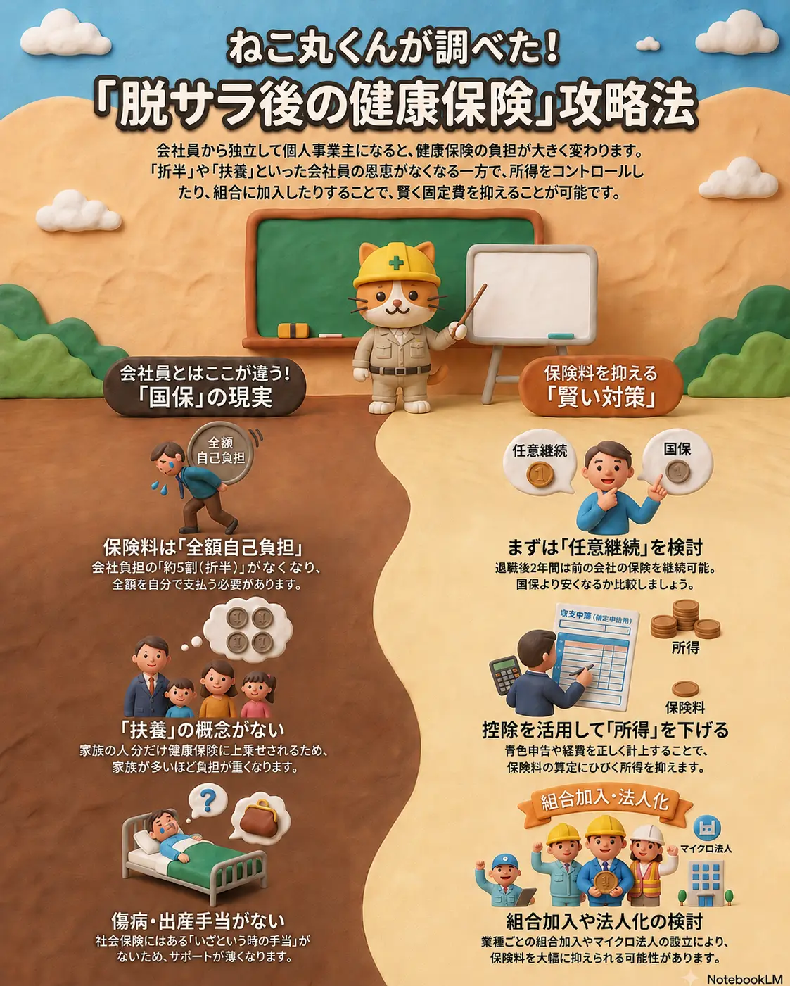 脱サラ後の健康保険攻略法の図解