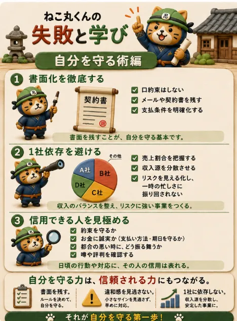 未入金トラブルから自分を守る3つの術の図解