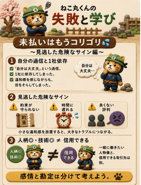 未払いで見逃した危険なサインの図解